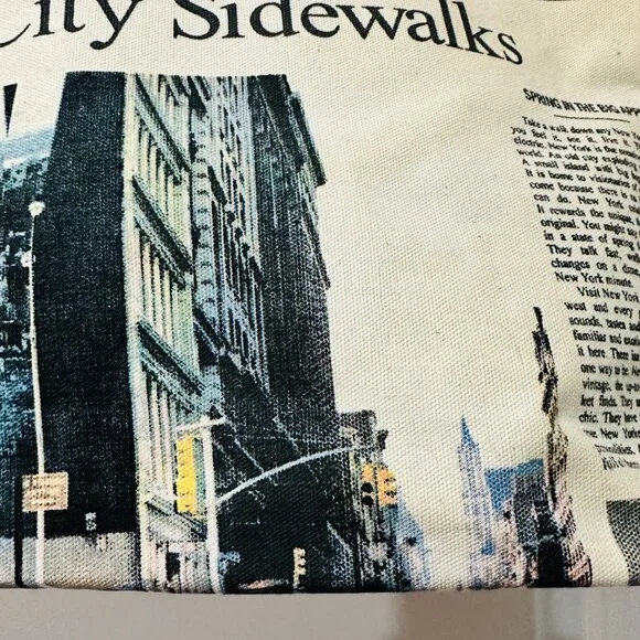 VNT DKNY Donna Karan New York City Sidewalks Landscape Canvas Tote, (NWOT) - Picture 7 of 16